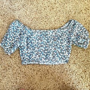Shein floral crop shirt